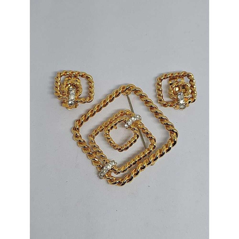 VTG Joseph Mazer Jomaz Gold Tone Rhinestone Penda… - image 2