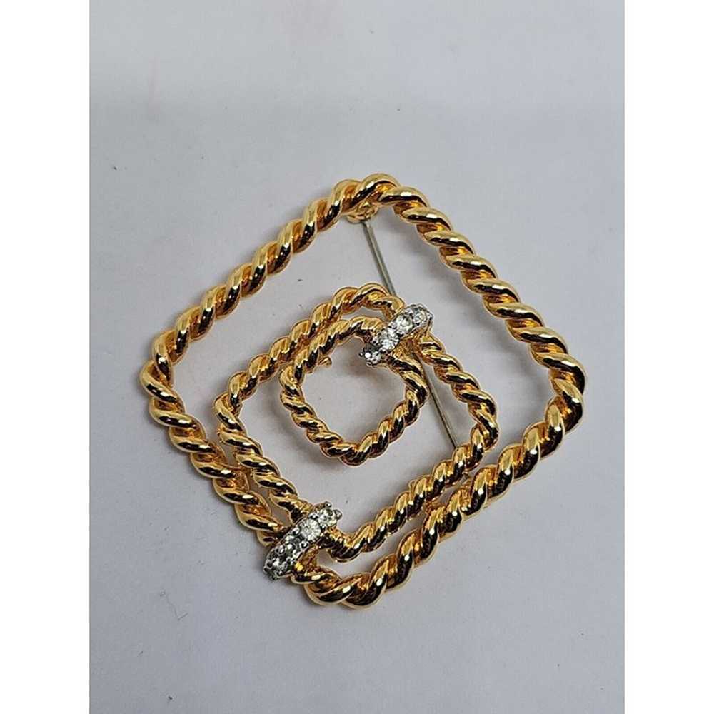 VTG Joseph Mazer Jomaz Gold Tone Rhinestone Penda… - image 3