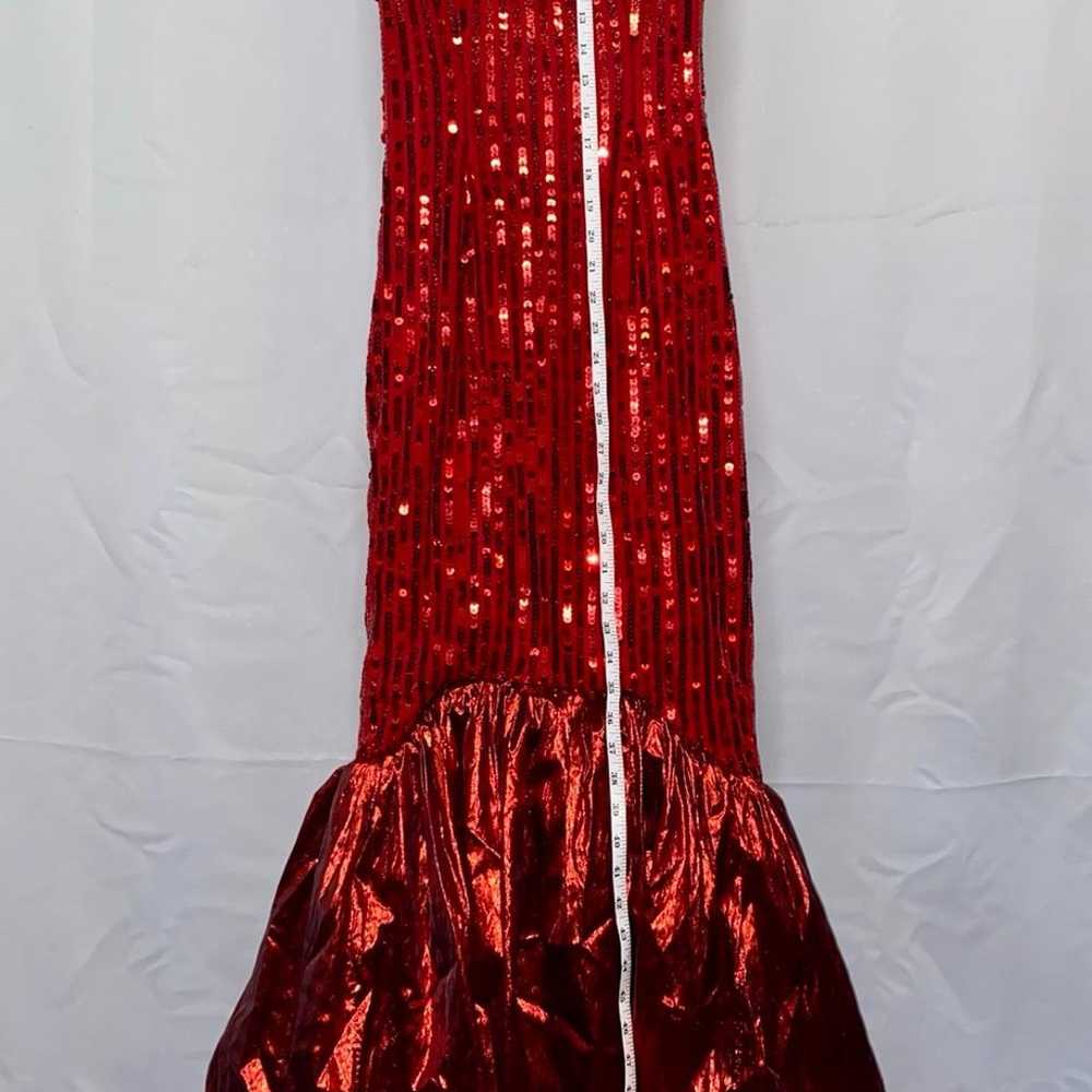 80s Vintage Sequin Party Dress NYE Mermaid Ruffle… - image 9