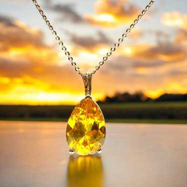 Vintage 14k Yellow Gold Pear Shape Yellow Citrine 