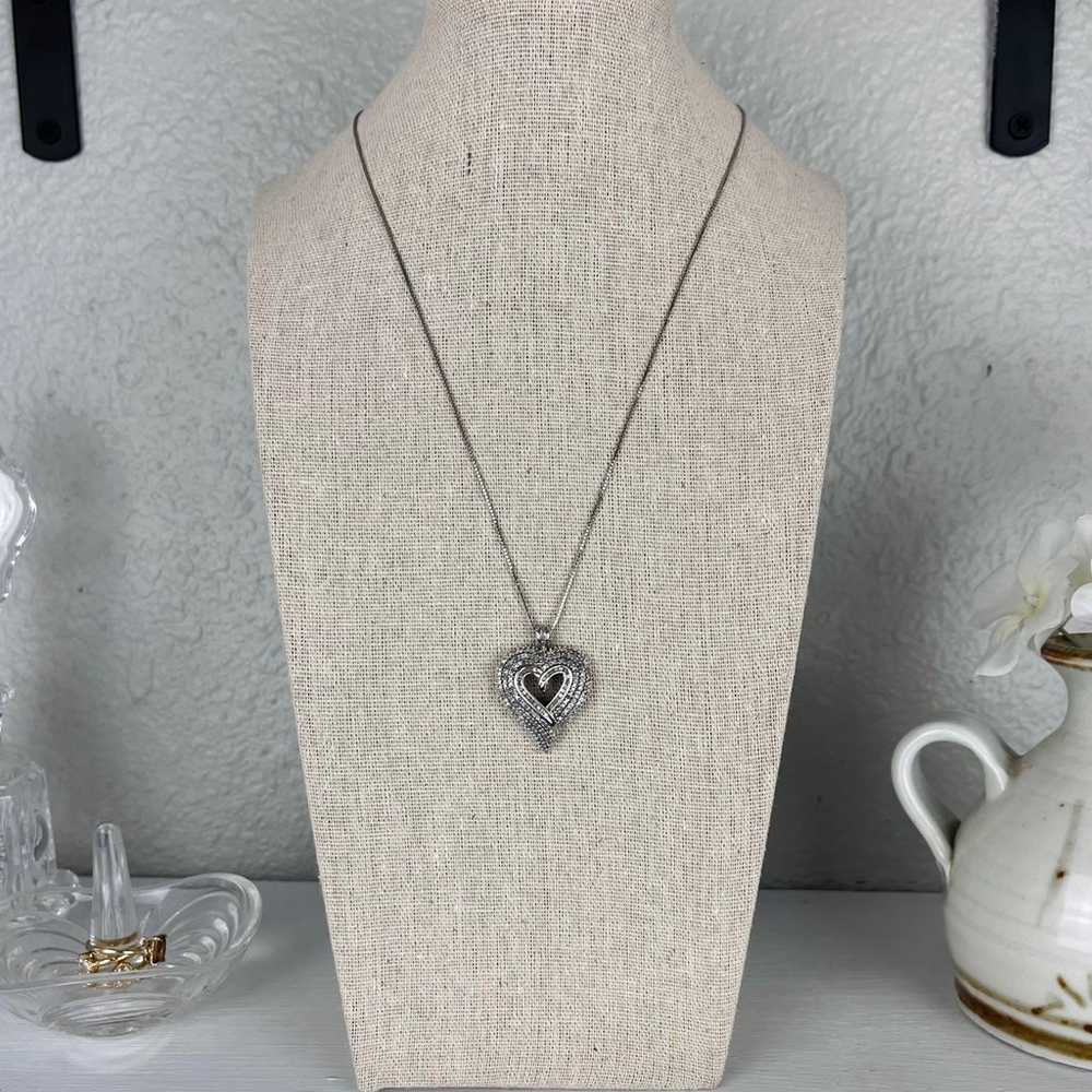 Genuine Diamond Cluster Heart Pendant - image 2