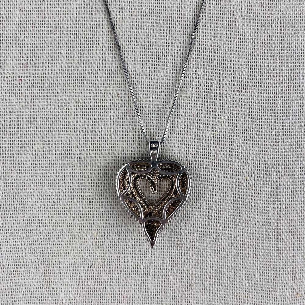 Genuine Diamond Cluster Heart Pendant - image 5