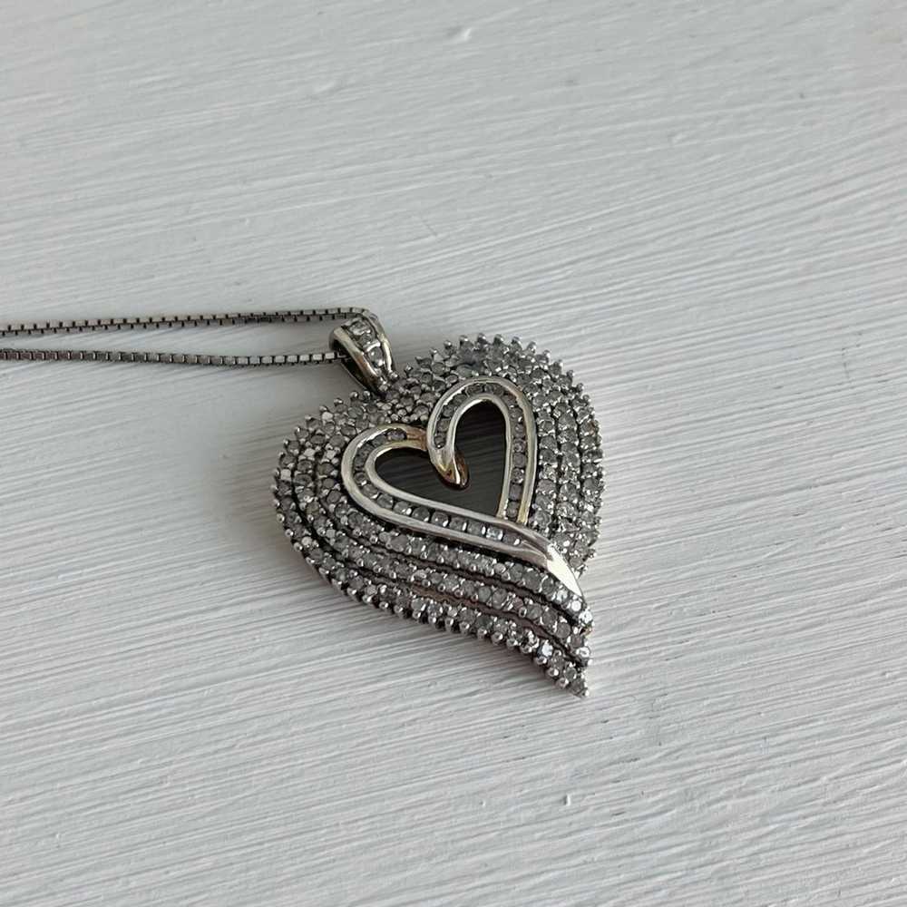 Genuine Diamond Cluster Heart Pendant - image 6