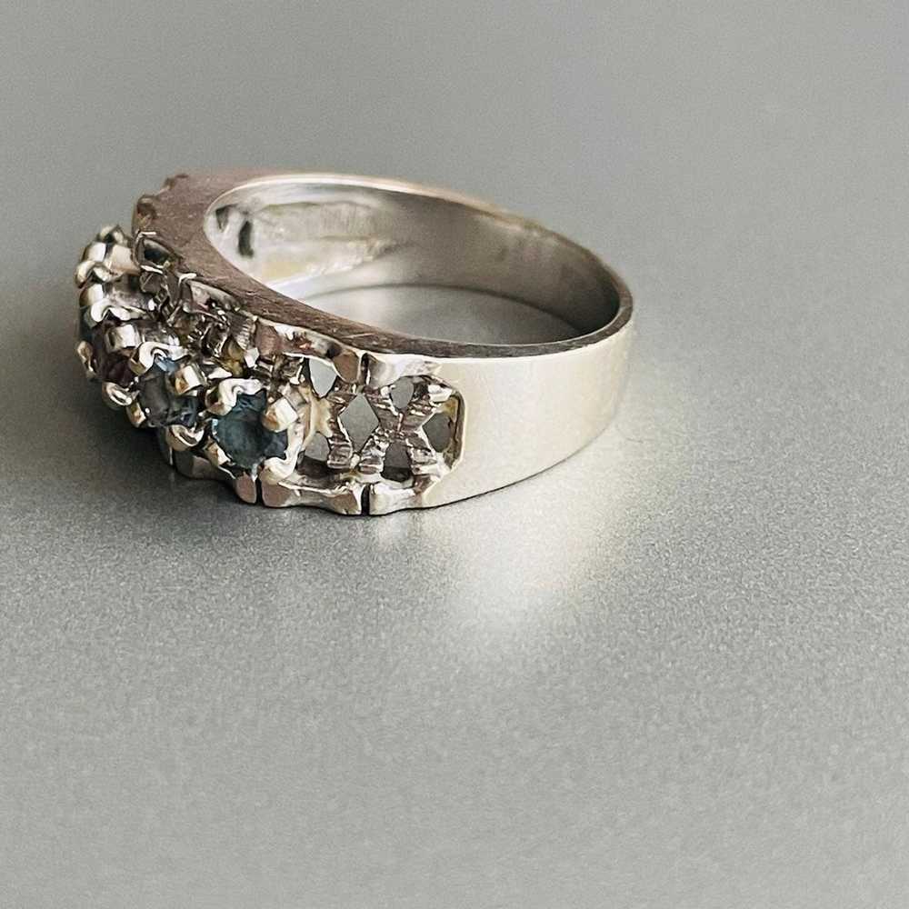 Estate 10K White Gold Topaz & Sapphire Designer C… - image 10