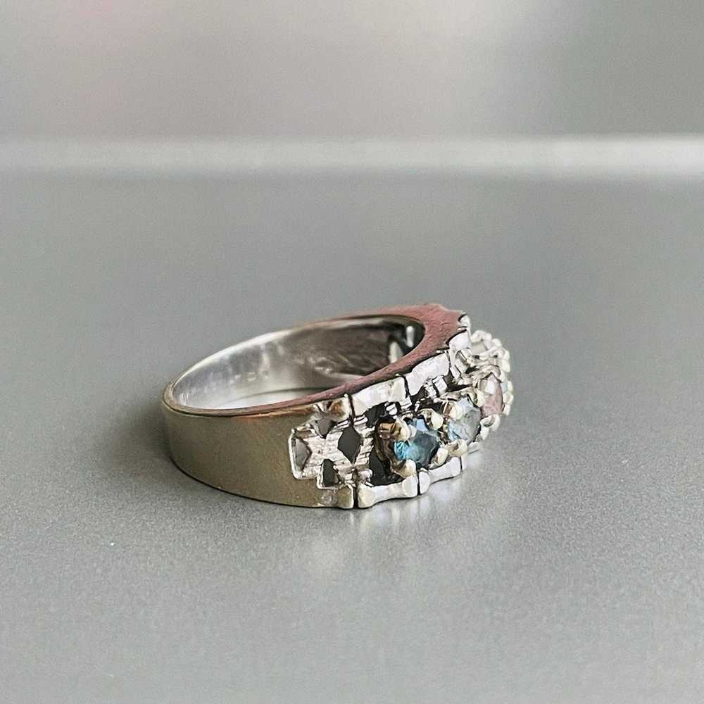 Estate 10K White Gold Topaz & Sapphire Designer C… - image 6