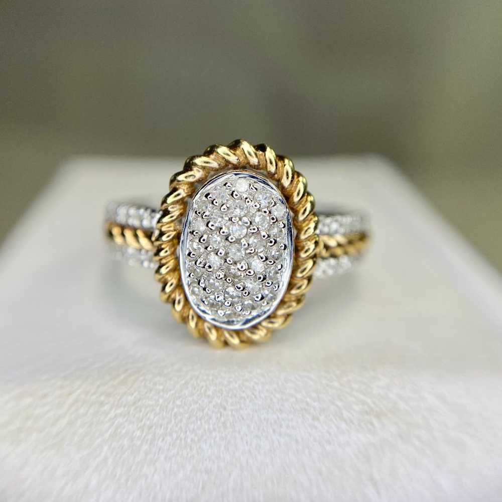 14k White Gold Natural Round Cluster Pave Natural… - image 9