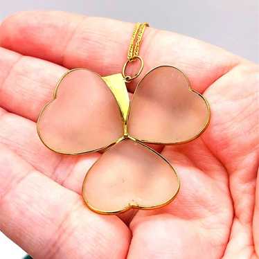 Womens Necklace 14K Gold Camphor 3 Leaf Clover Pen