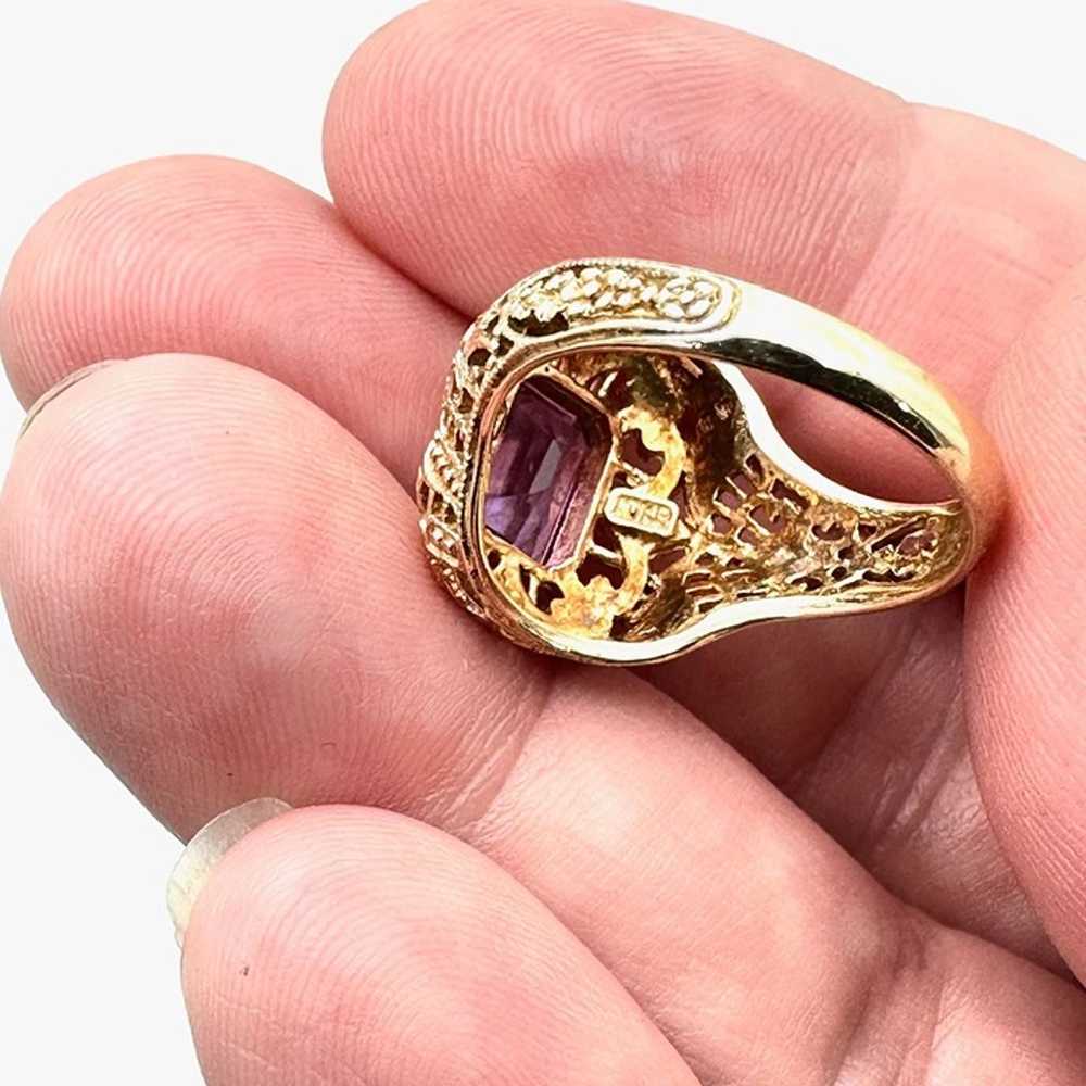 Antique Vintage 14K Yellow Gold Filigree Purple A… - image 9