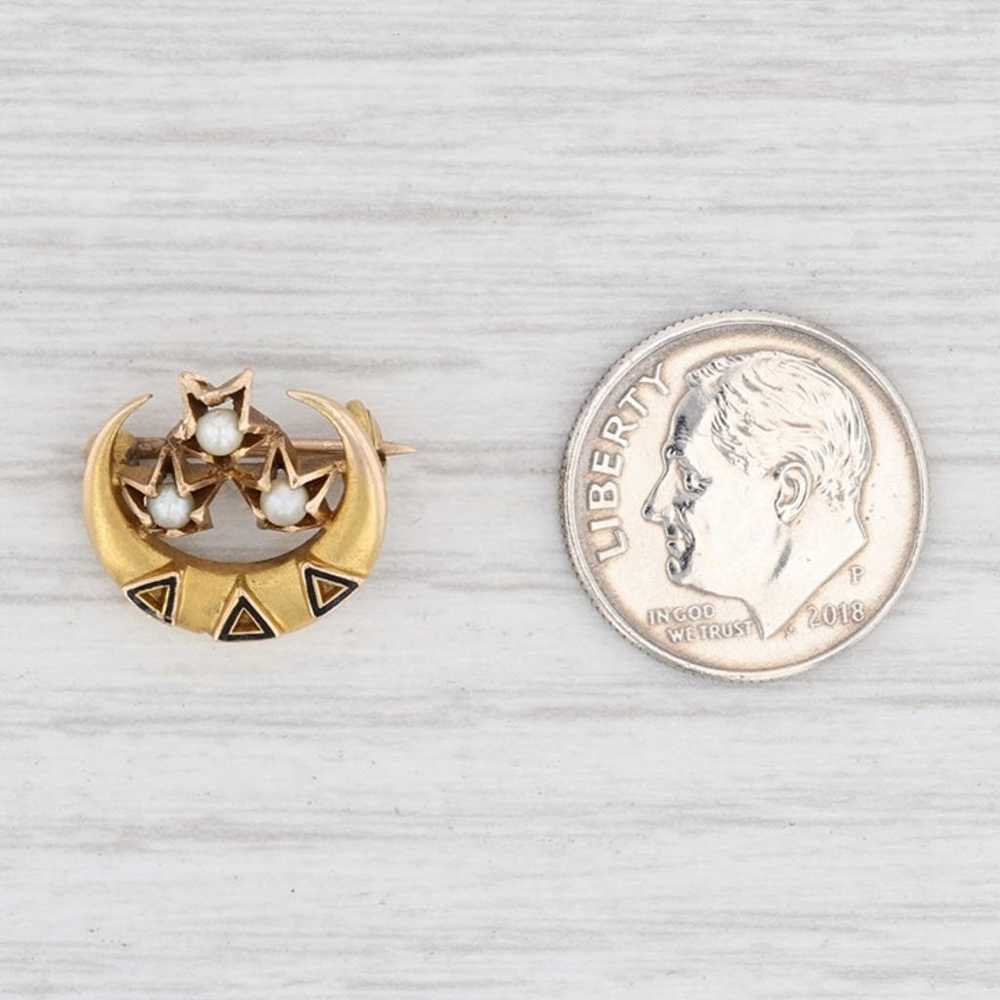 Tri-Delta Sorority Pin 18k Gold Pearls Crescent B… - image 4