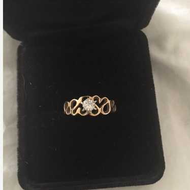 Vintage 14k rose gold diamond ring