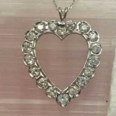 Estate 14K White Gold Diamond Heart