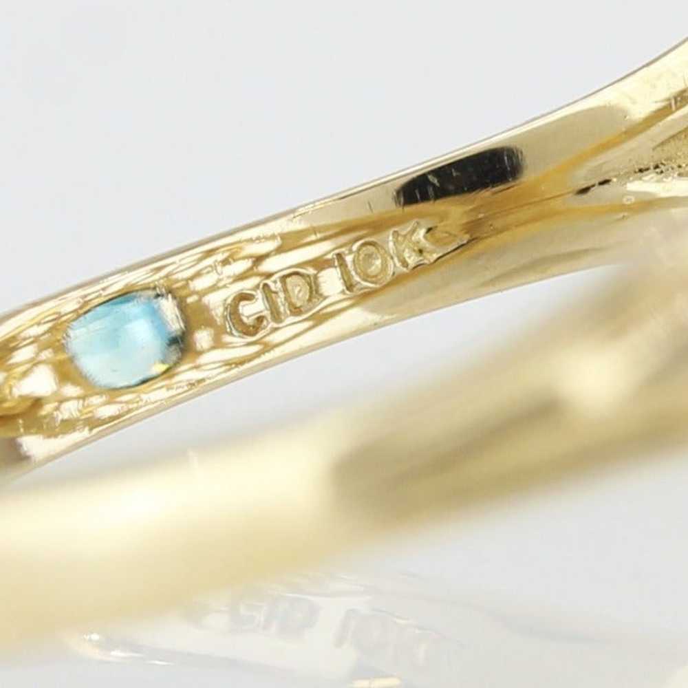 Vintage 10k Yellow Gold London Blue Topaz Filigre… - image 6