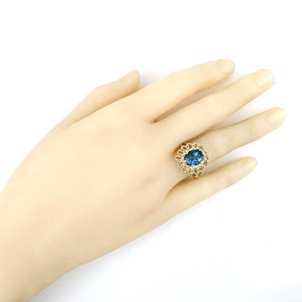 Vintage 10k Yellow Gold London Blue Topaz Filigre… - image 7