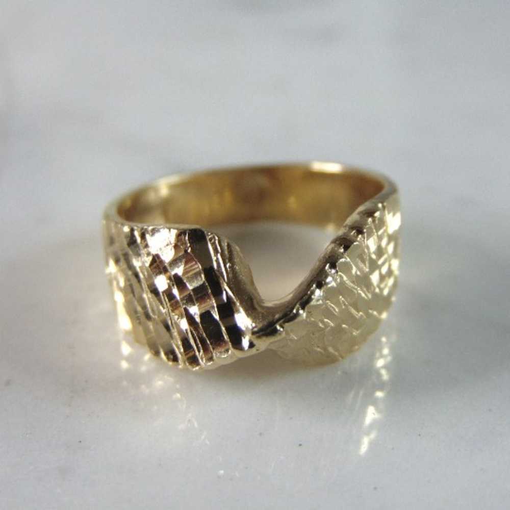 Womens 14k Yellow Gold Modernist Ring 4g E2969 - image 2