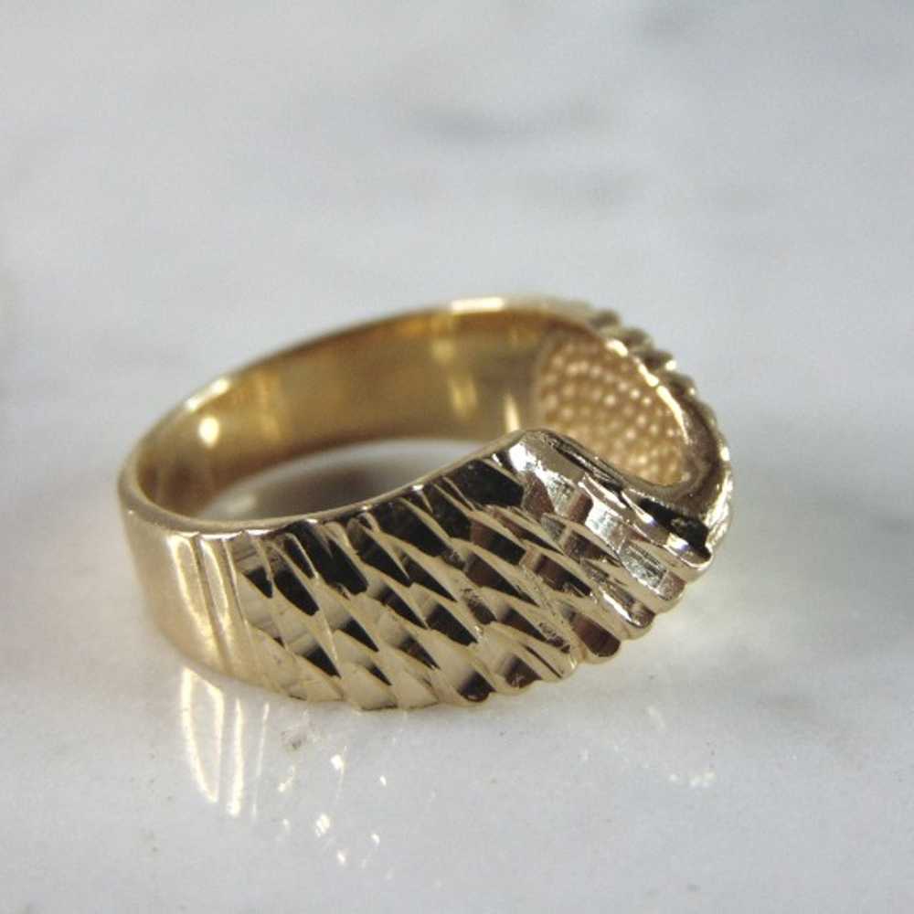 Womens 14k Yellow Gold Modernist Ring 4g E2969 - image 4