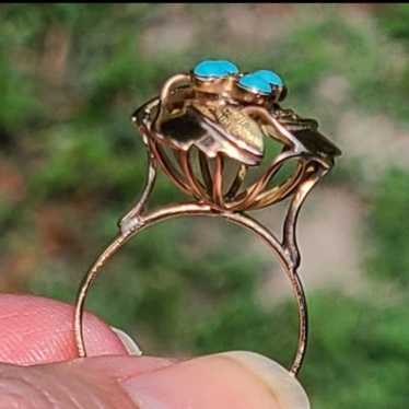 18kt gold turquoise victorian ring