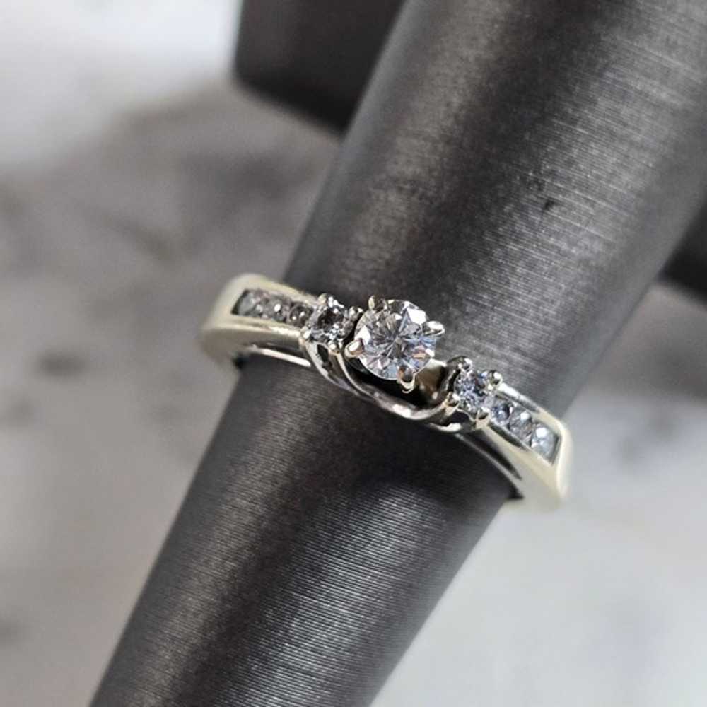 Womens Vintage Estate 14K White Gold Diamond Ring… - image 1