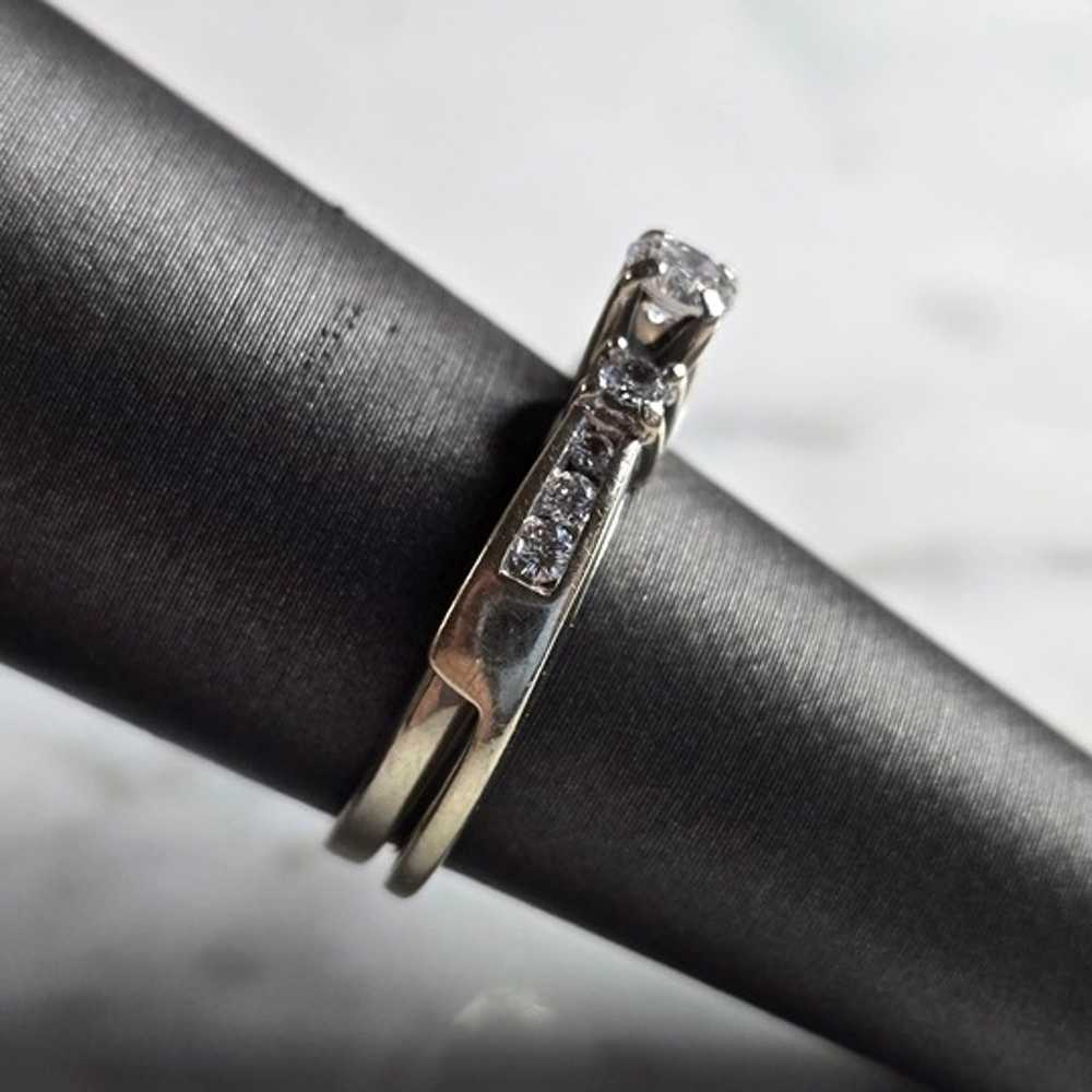 Womens Vintage Estate 14K White Gold Diamond Ring… - image 2