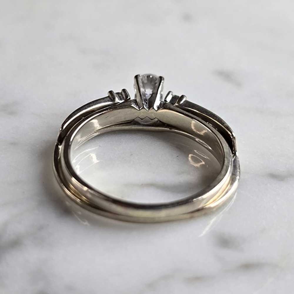 Womens Vintage Estate 14K White Gold Diamond Ring… - image 3