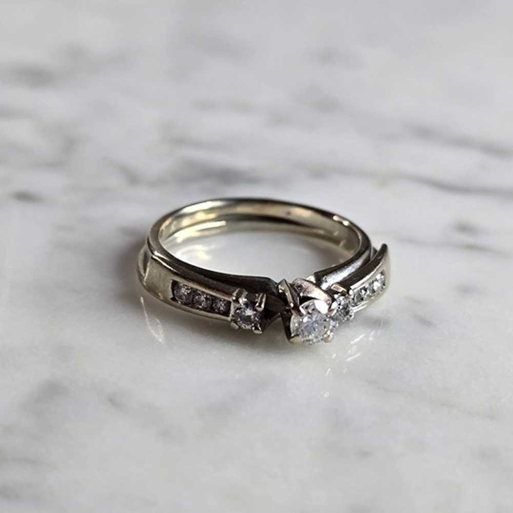 Womens Vintage Estate 14K White Gold Diamond Ring… - image 5