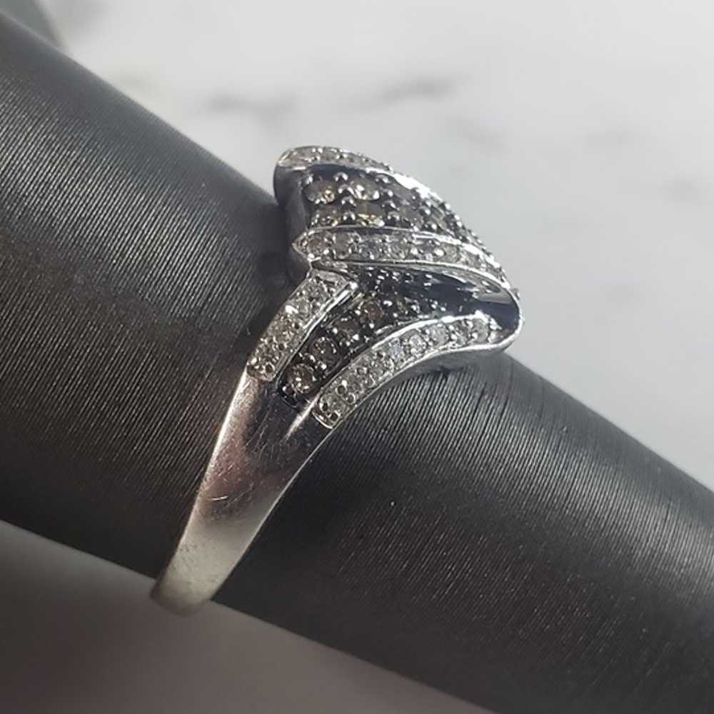 Womens Vintage Estate 10k White Gold Diamond Ring… - image 2