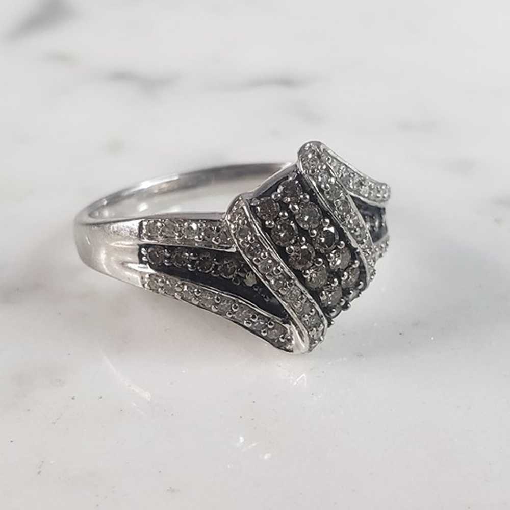 Womens Vintage Estate 10k White Gold Diamond Ring… - image 4