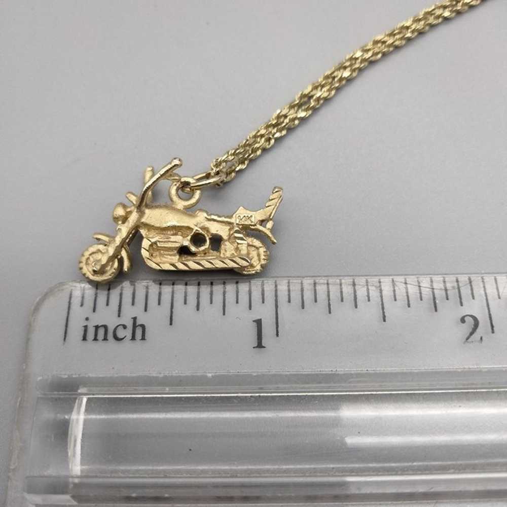 14k Yellow Gold Motorcycle Pendant Necklace 18" S… - image 7