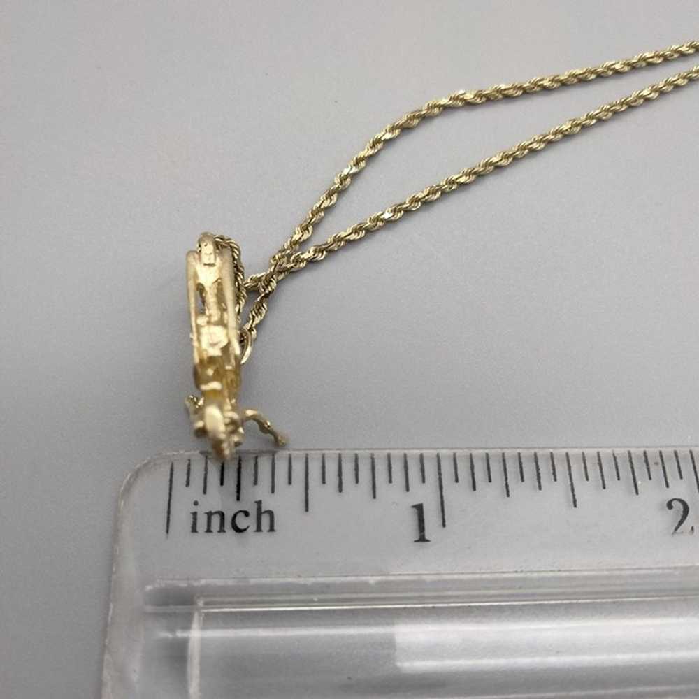 14k Yellow Gold Motorcycle Pendant Necklace 18" S… - image 8