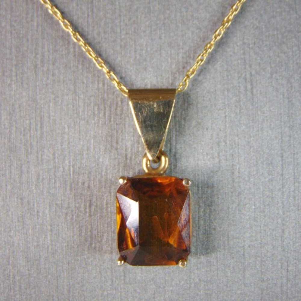 Womens 14K Gold Citrine Pendant w/ Necklace, 4.1g… - image 1