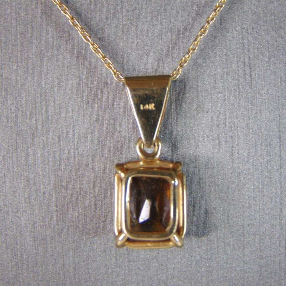 Womens 14K Gold Citrine Pendant w/ Necklace, 4.1g… - image 2