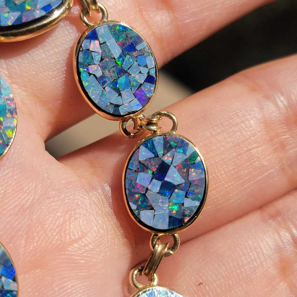 14k Yellow Gold Opal Mosaic Bracelet - image 3