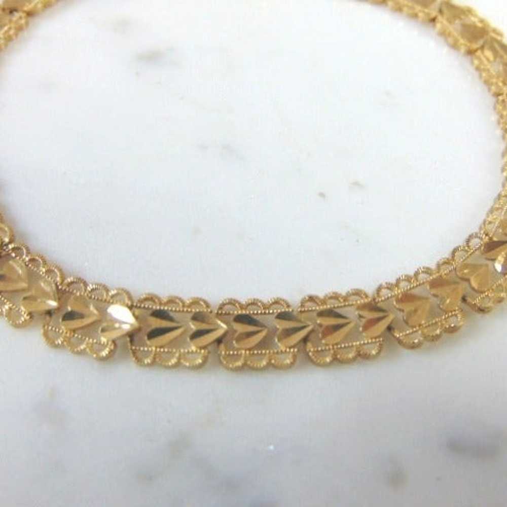 Womens Vintage Estate 10K Yellow Gold Heart Filig… - image 2