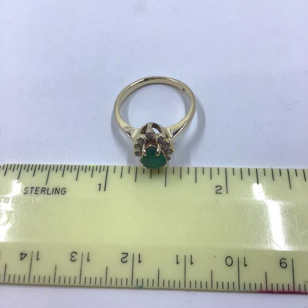 14K YG Vintage Chatham Emerald & Diamond Ring - image 5