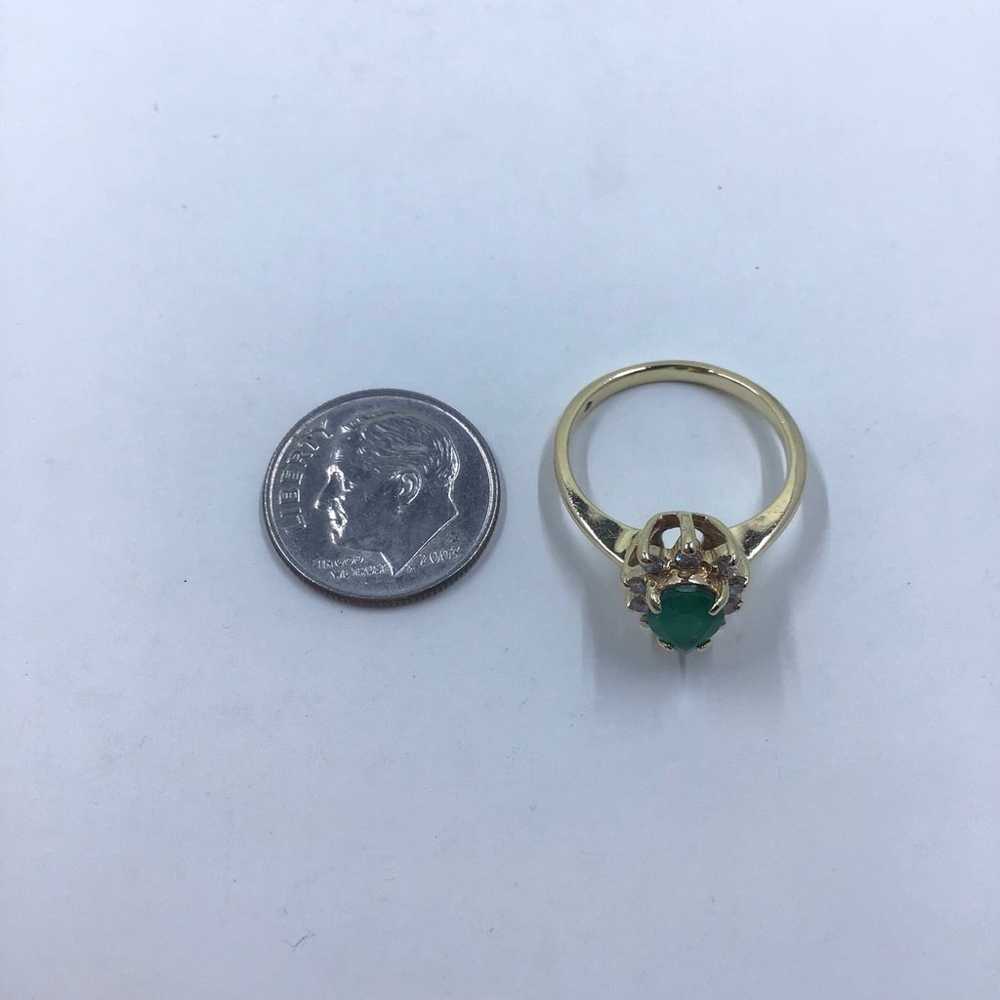 14K YG Vintage Chatham Emerald & Diamond Ring - image 6