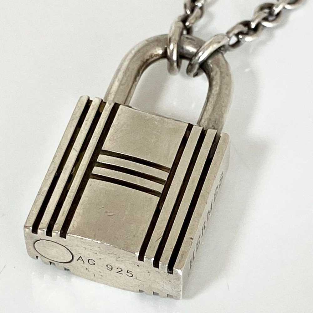 HERMES Silver sv925 Lock-shaped Padlock Pendant N… - image 2