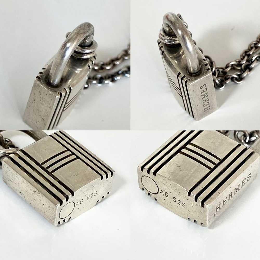 HERMES Silver sv925 Lock-shaped Padlock Pendant N… - image 3