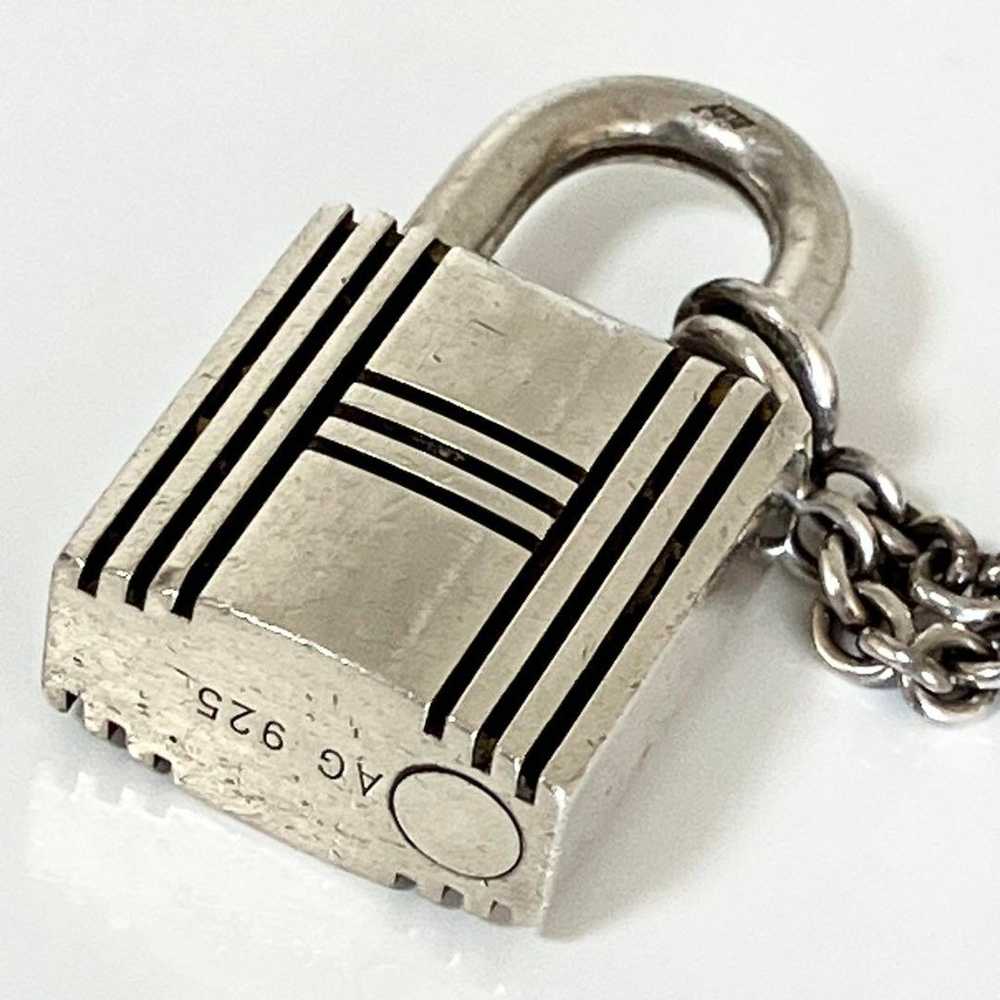 HERMES Silver sv925 Lock-shaped Padlock Pendant N… - image 4