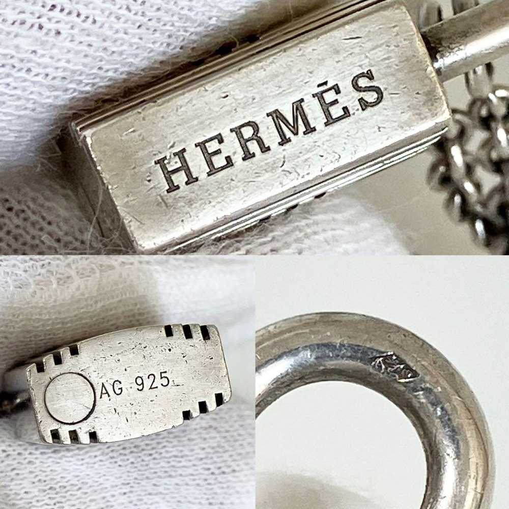 HERMES Silver sv925 Lock-shaped Padlock Pendant N… - image 6