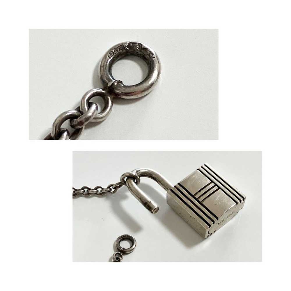 HERMES Silver sv925 Lock-shaped Padlock Pendant N… - image 7