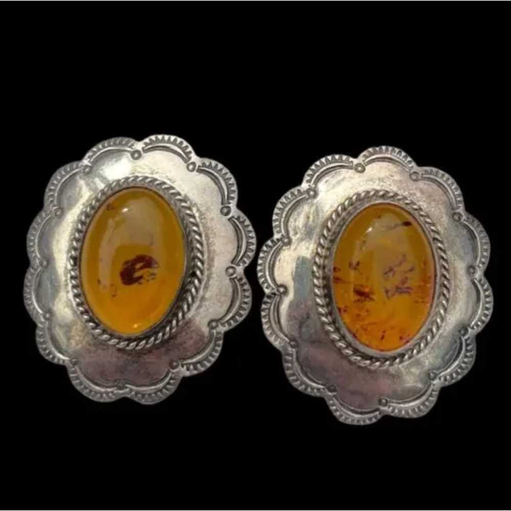 Lot of 9 Amber Sterling Silver Jewelry - Vintage … - image 7