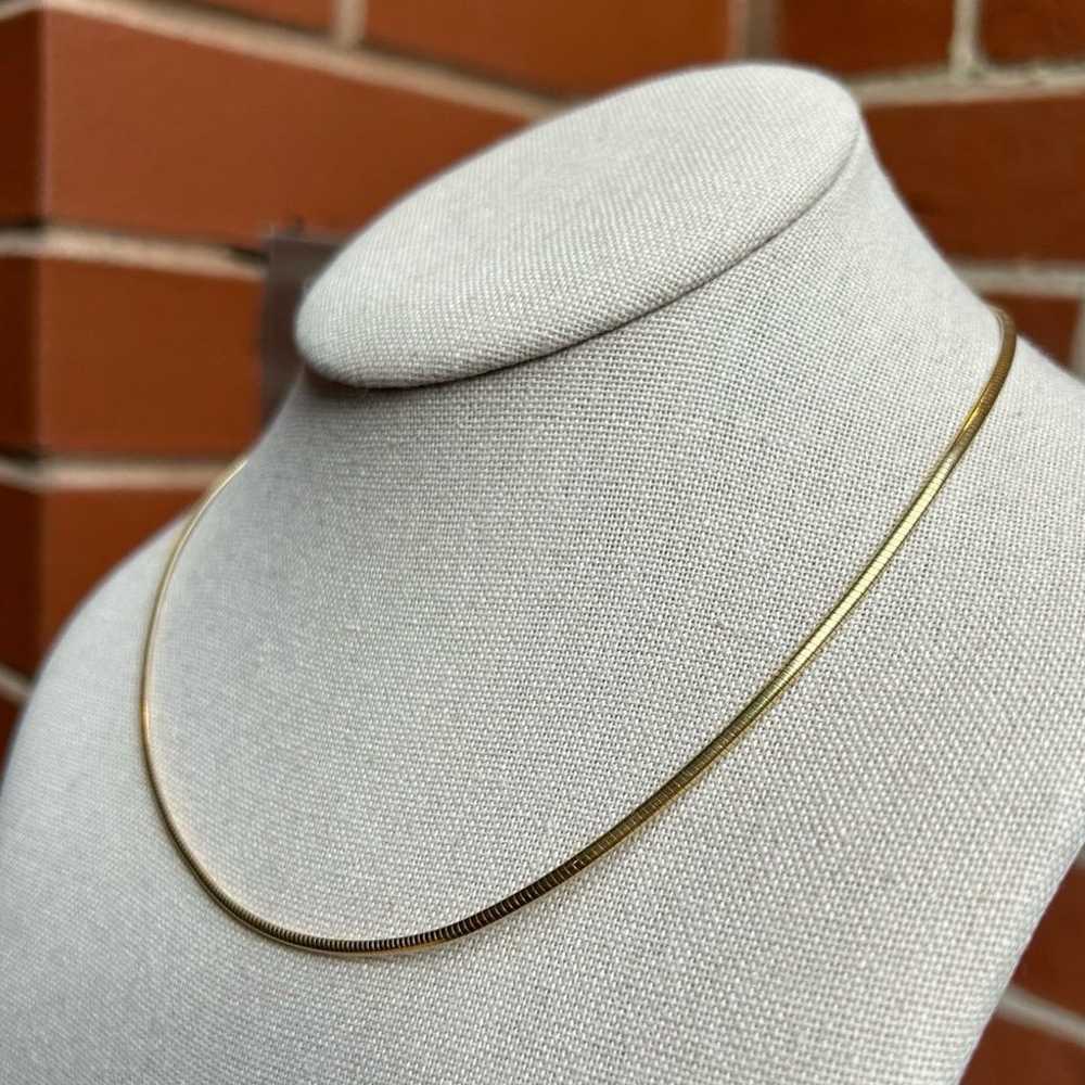 Real Gold 14k 17 inch omega chain necklace choker… - image 6