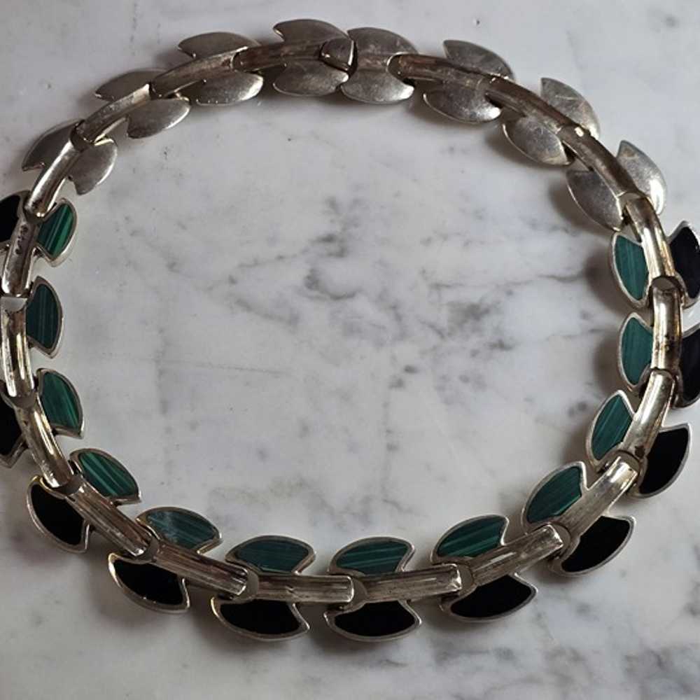 Womens Vintage Estate Sterling Silver Malachite O… - image 6