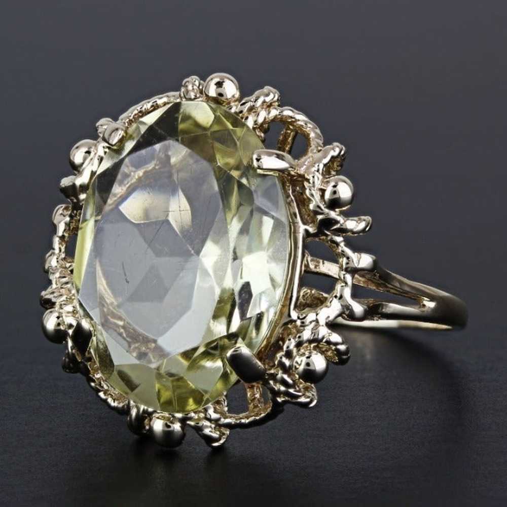 Vintage 10K Yellow Gold Oval Citrine Anniversary … - image 2