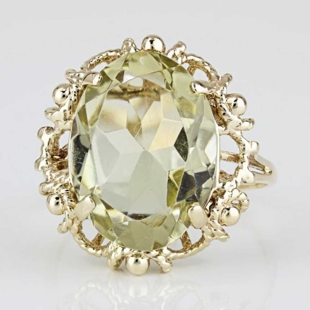 Vintage 10K Yellow Gold Oval Citrine Anniversary … - image 3