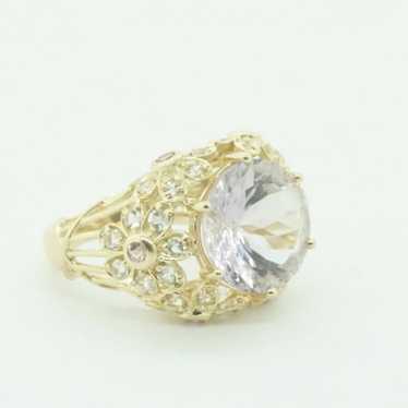 14k Yellow Gold Estate Pink Lab-Created Sapphires… - image 1