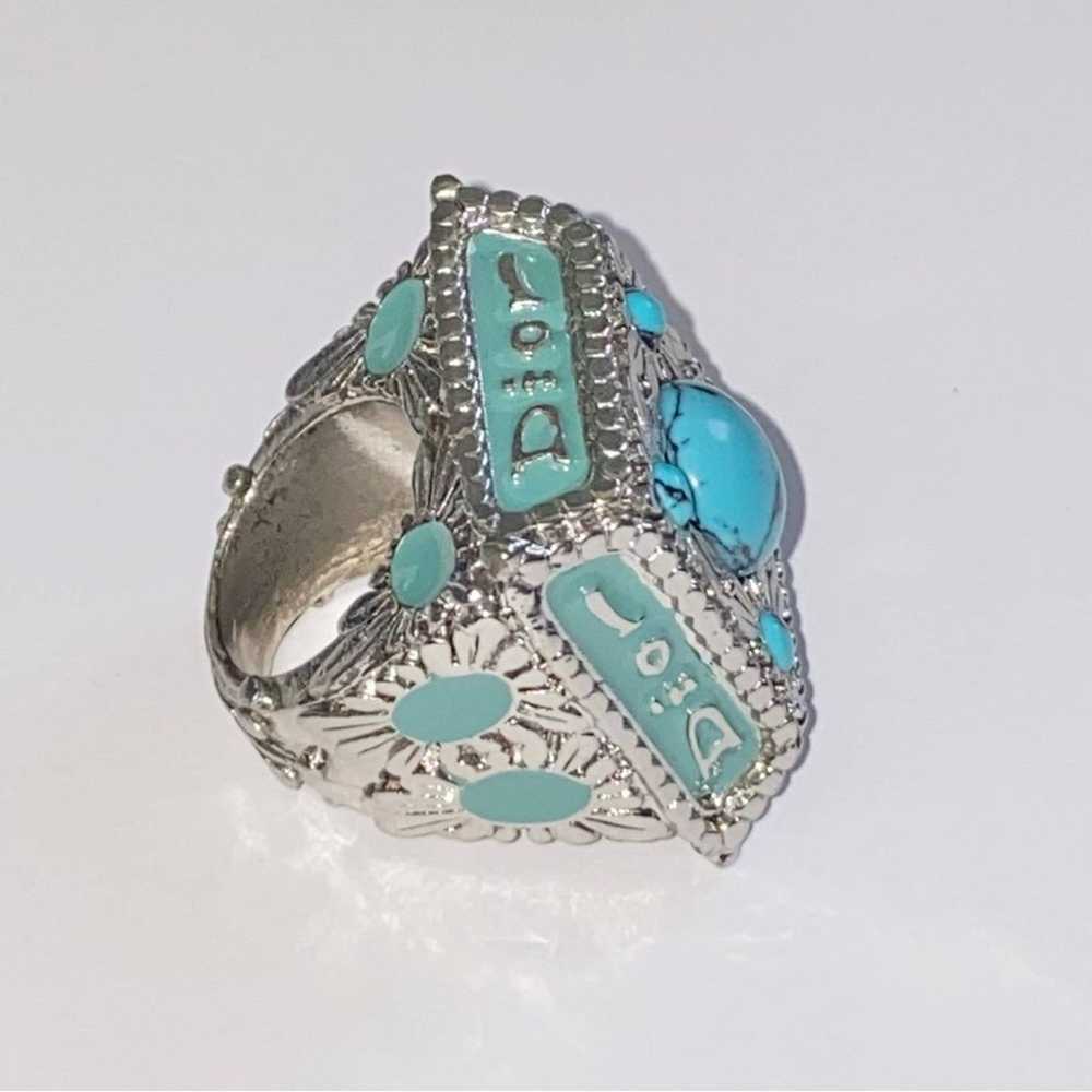 VTG Christian Dior Silver Metal Turquoise Gemston… - image 10