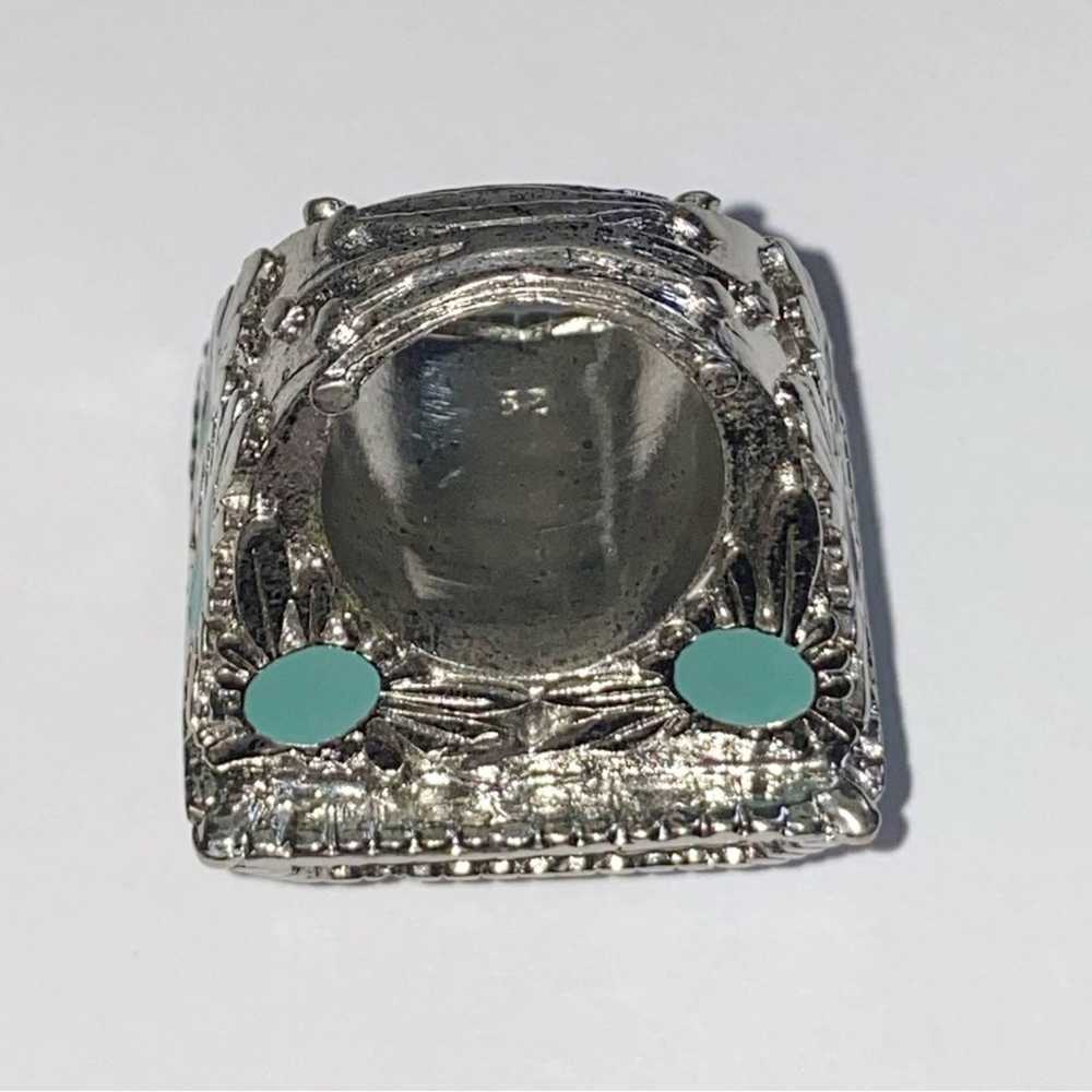 VTG Christian Dior Silver Metal Turquoise Gemston… - image 11