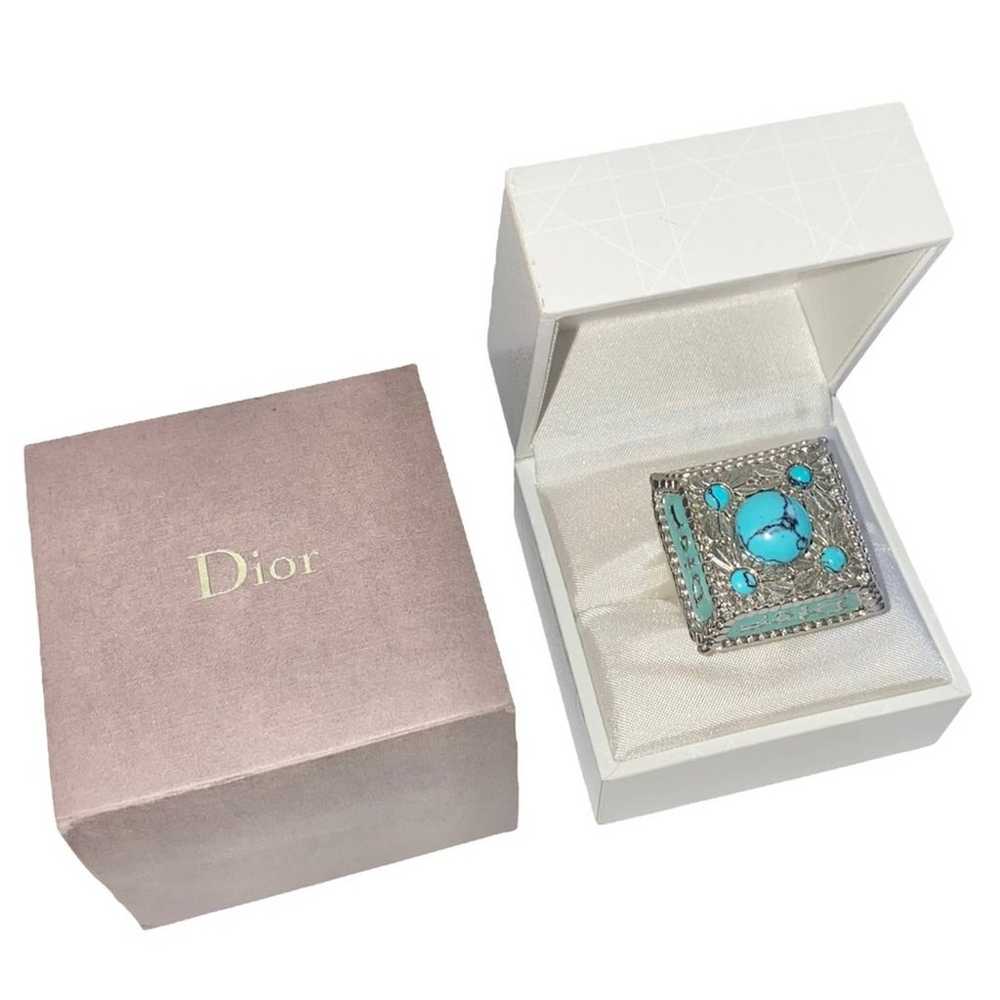 VTG Christian Dior Silver Metal Turquoise Gemston… - image 1