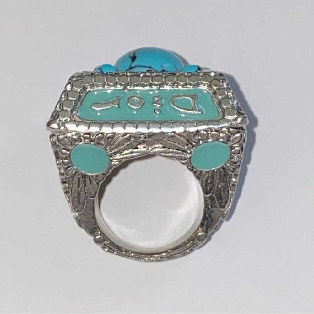 VTG Christian Dior Silver Metal Turquoise Gemston… - image 2