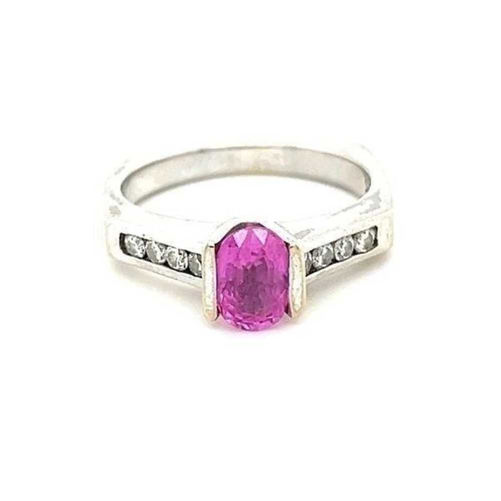 Stunning 14k Gold Pink Sapphire/Diamonds Ring - image 1